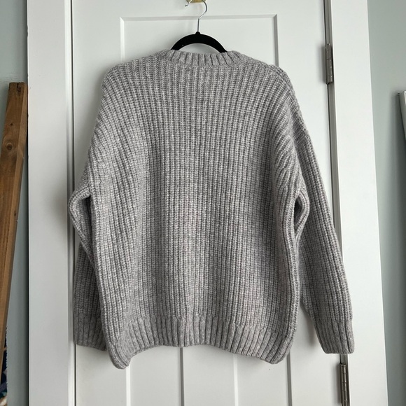 ANINE BING Sydney Crewneck Ribbed Oversized Sweater Heather Gray NEW with tags - Picture 3 of 5